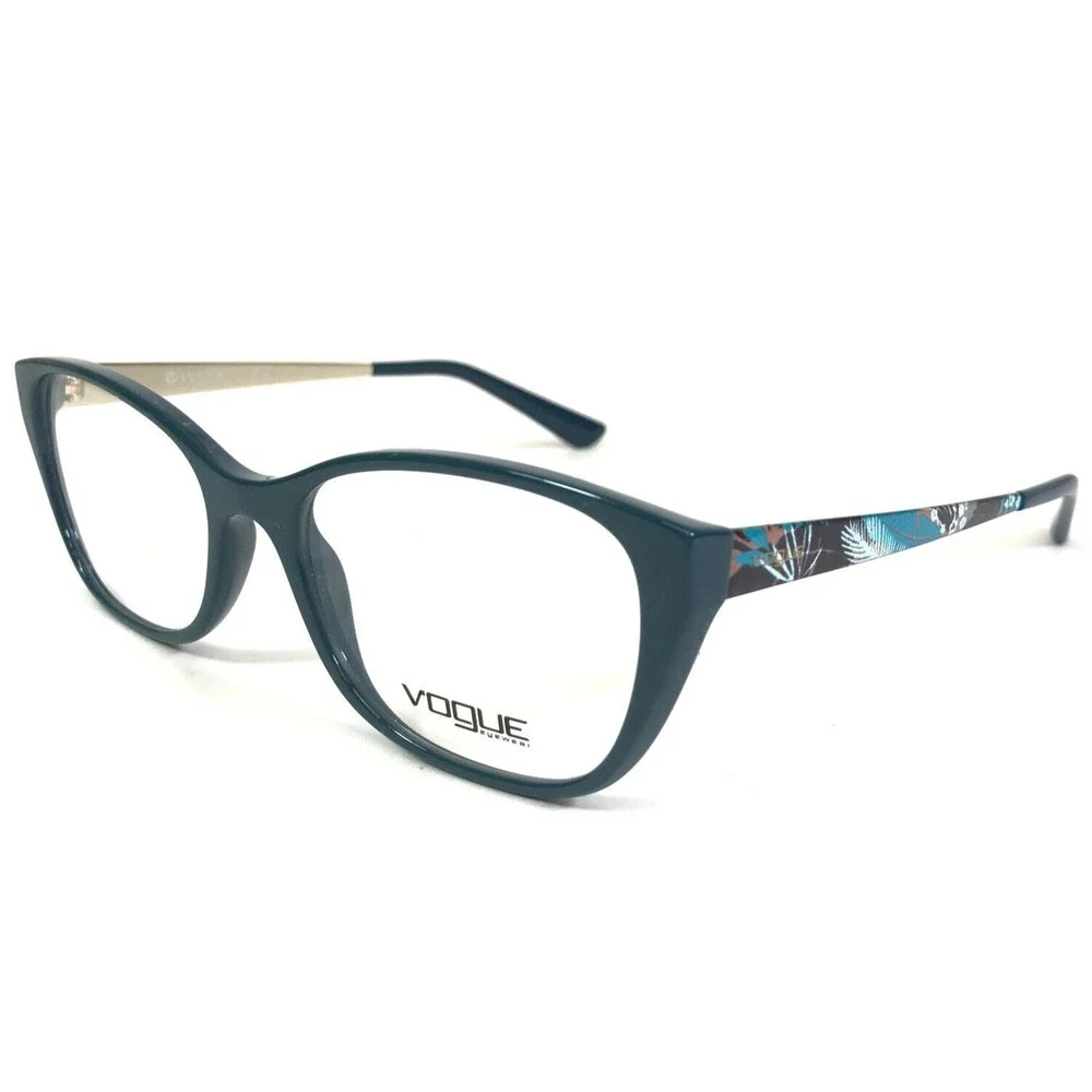 Vogue Eyeglasses Frames VO5190 2463 Blue Gold White Cat Eye Floral 52-17-140